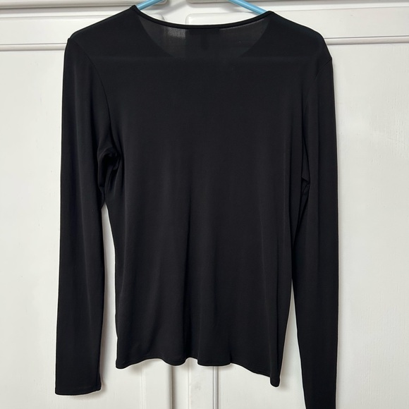Eileen Fisher Black Silk Long Sleeve Top - Picture 2 of 5